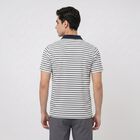 Men's White Polo Neck Striped Drifit T-Shirt, Off White, small