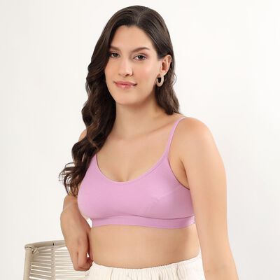 Women's Soft Lavender Cotton Blend Scoop Neck Bralette