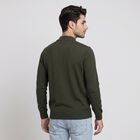 Men's Olive Green Mock Neck Solid Pullover, Olive, small