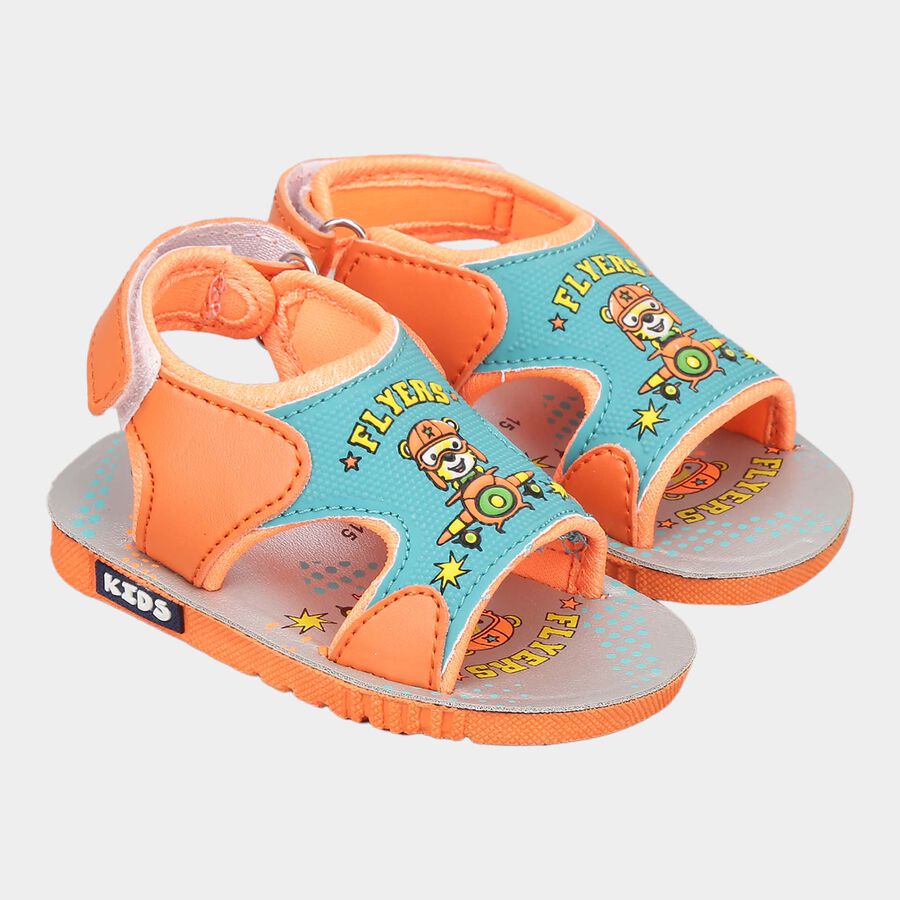 Boys Printed Slip-On Casual Sandals, Orange, large image number null