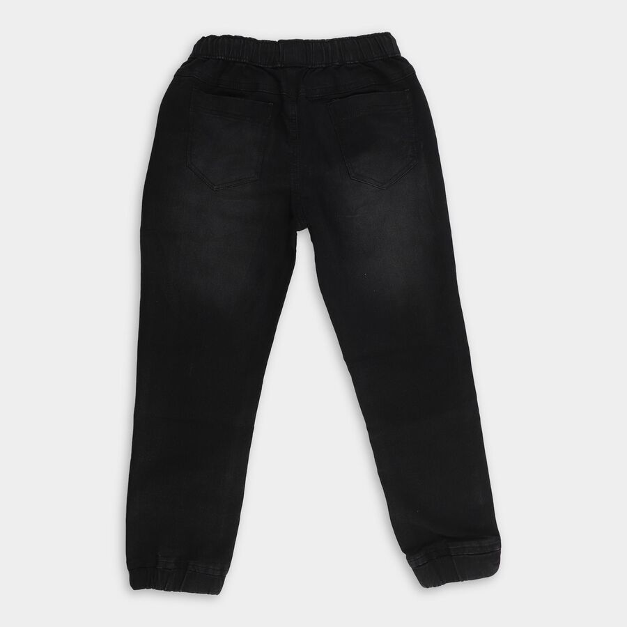Boys' Faded Black Jogger Fit Elastic Waist Jeans, Black, large image number null