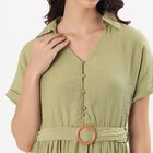 Women's Olive Green V-Neck Casual Dress, हल्का हरा, small image number null