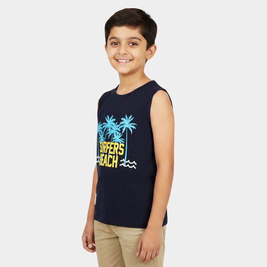 Boys Navy Blue Round Neck Casual Boys T-Shirt, नेवी ब्लू, large