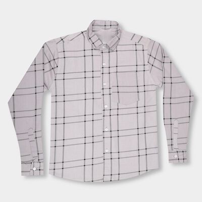 Boys Light Grey Button-Down Casual Shirt