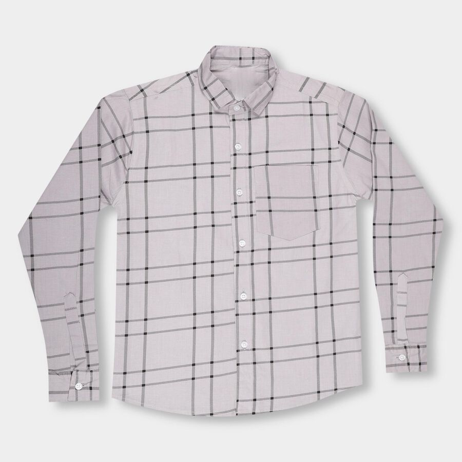 Boys Light Grey Button-Down Casual Shirt, Light Grey, large image number null