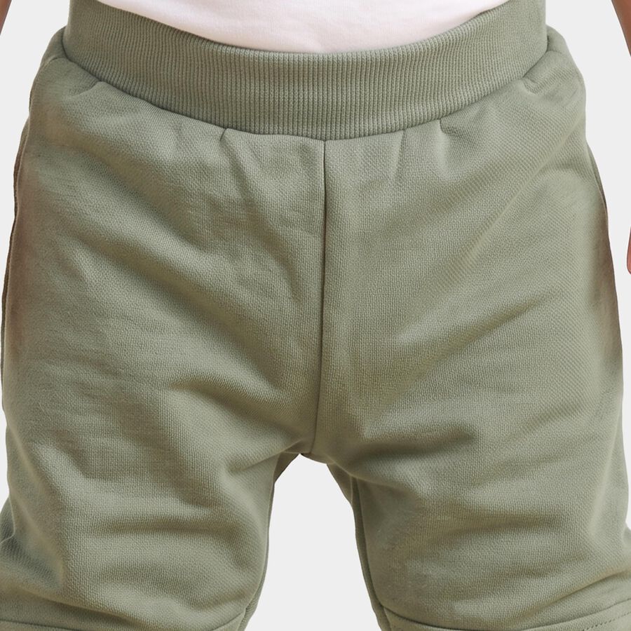 Infants Olive Green Jogger Fit Smiley Patch Pyjama, ओलिव, large