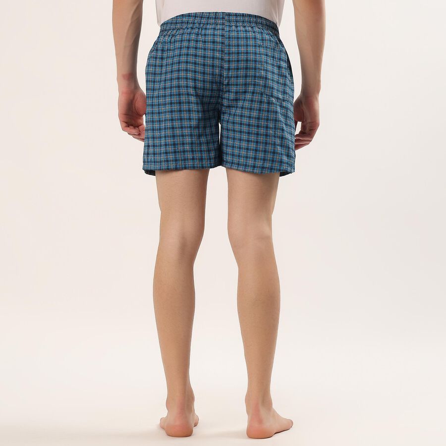 Men's Blue Regular Fit Checked Half Pant, Mid Blue, large