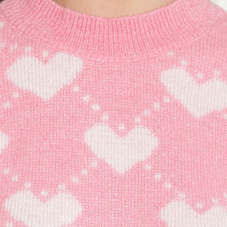 Round Neck Pullover, Pink, large image number null