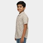 Boys' Beige Cotton Spread Collar Casual Shirt, Beige, small