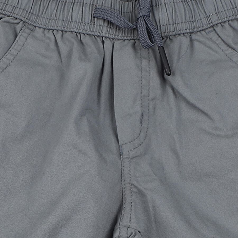 Boys' Light Grey Cotton Relaxed Fit Bermuda Shorts, Light Grey, large
