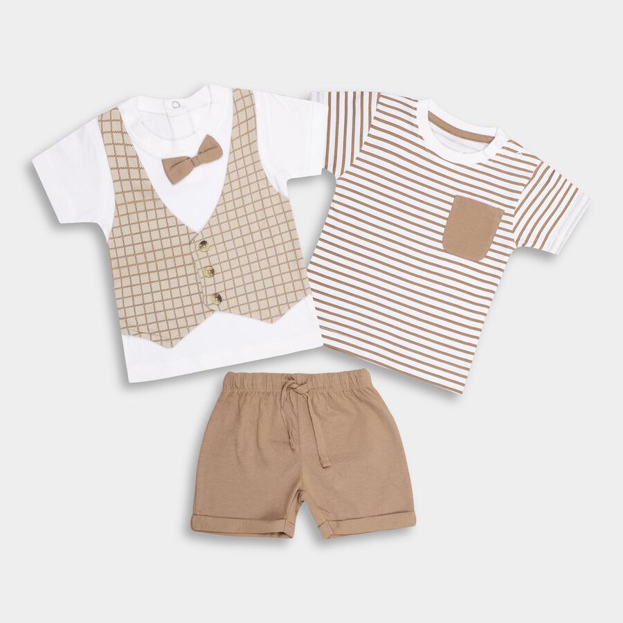 Infant Boys' 100% Cotton Baba Suit, Beige, large image number null