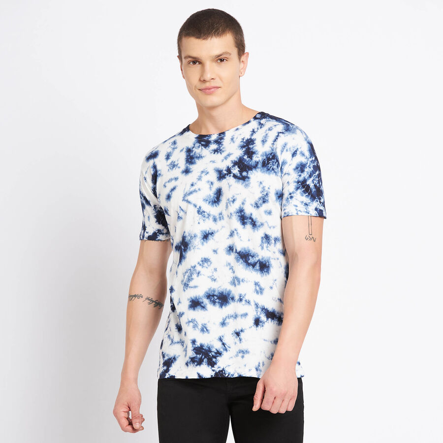 Cotton Round Neck T-Shirt, Navy Blue, large image number null