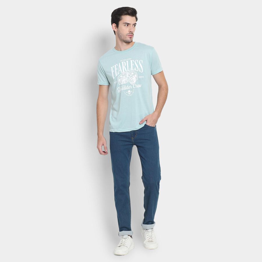 Men's Round Neck Half Sleeves T-Shirt , एक्वा, large image number null