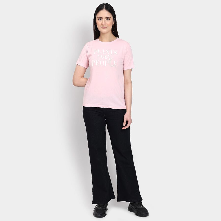 Ladies' Round Neck T-Shirt , Pink, large