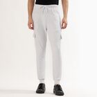 Men's Light Ash Grey Relaxed Fit Cargo Track Pants, Melange Light Grey, small image number null