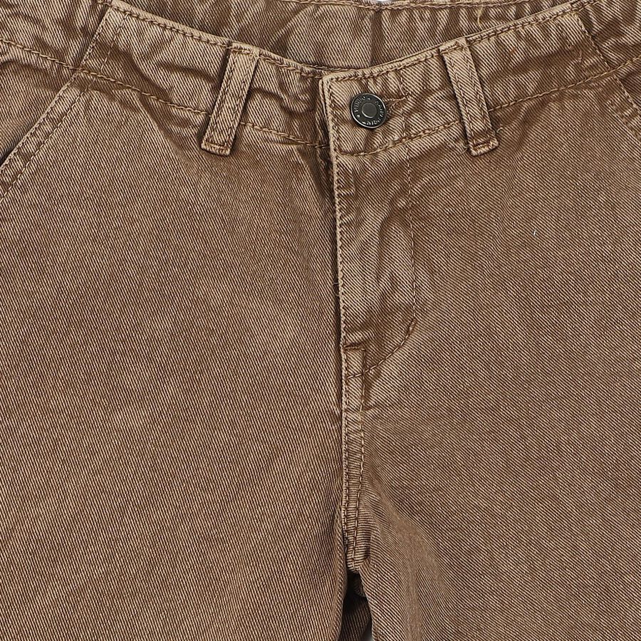 Girls Brown Straight Fit Washed Jeans, Brown, large