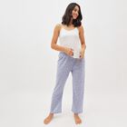Women's Soft Lavender Blue Relaxed Fit Star Printed Full-Length Pyjama, Light Blue, small image number null