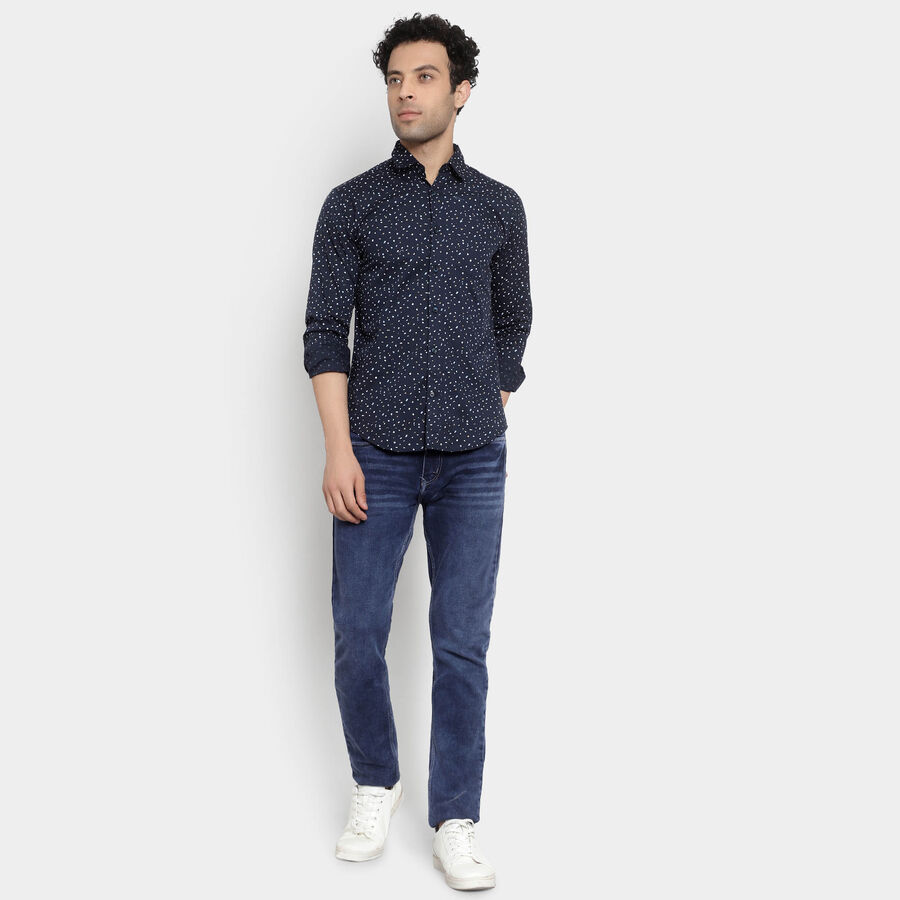 Cotton Casual Shirt, Navy Blue, large image number null