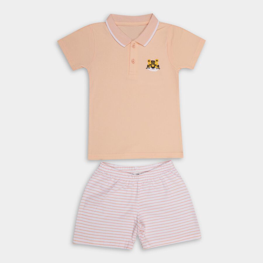 Infant Boys' 100% Cotton Baba Suit , Peach, large