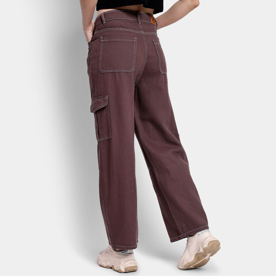 Ladies' 100% Cotton Jeans, Maroon, large image number null