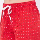 Women's Light Grey Relaxed Fit Cotton Blend Pyjama, लाल, small