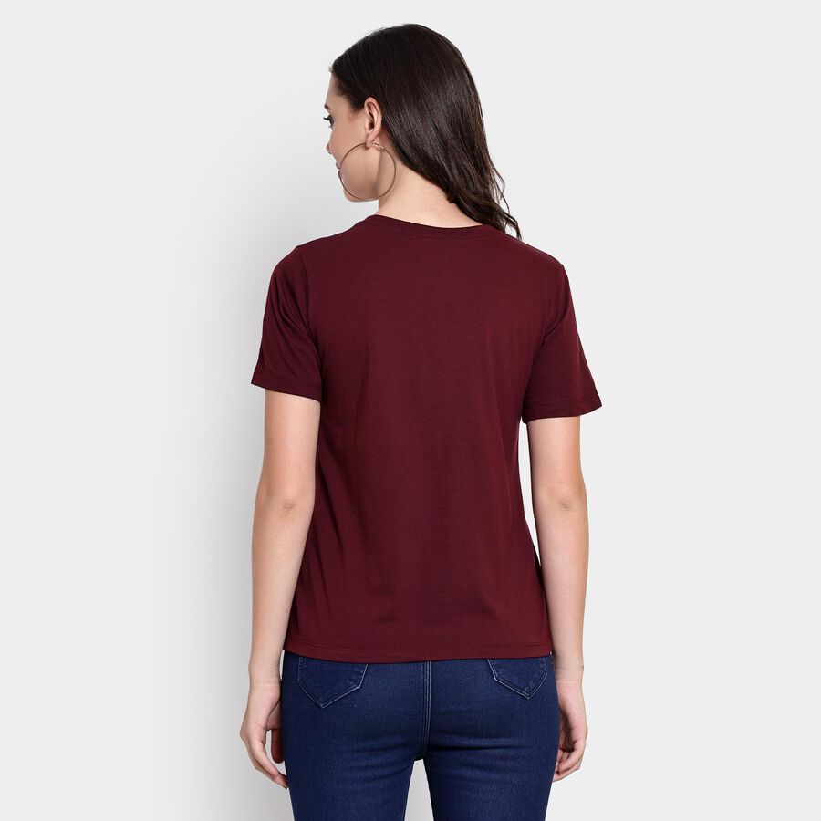 Ladies' Round Neck T-Shirt , Wine, large image number null