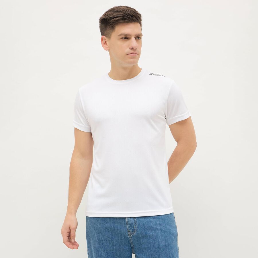 Men's Bright Snow White Crew Neck Athleisure Drifit T-Shirt, सफ़ेद, large