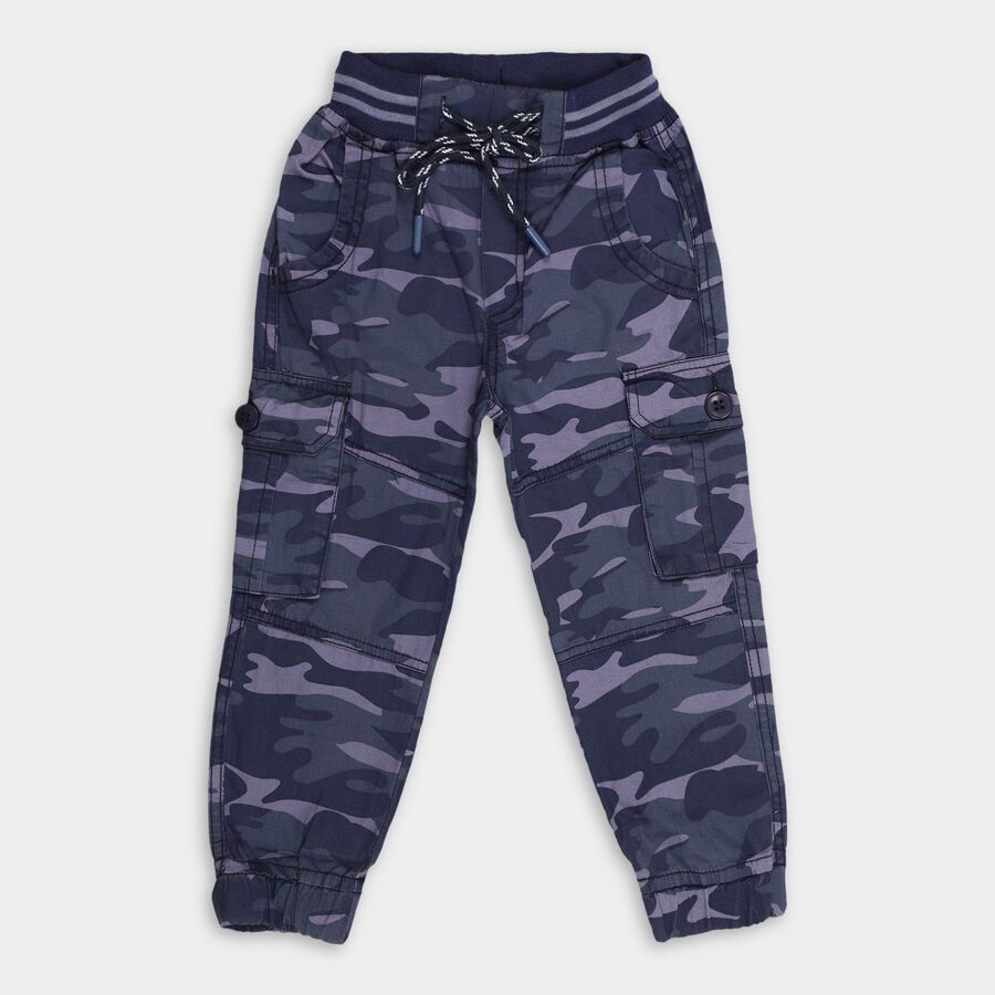 Boy's Cotton Trousers, मध्यम नीला, large image number null