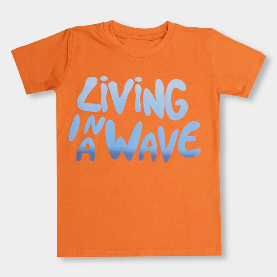 Boys' 100% Cotton Half Sleeves T-Shirt, नारंगी, large image number null