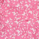 Girls' Bright Pink Butterfly Print Cold-Shoulder A-Line Frock, Pink, small image number null