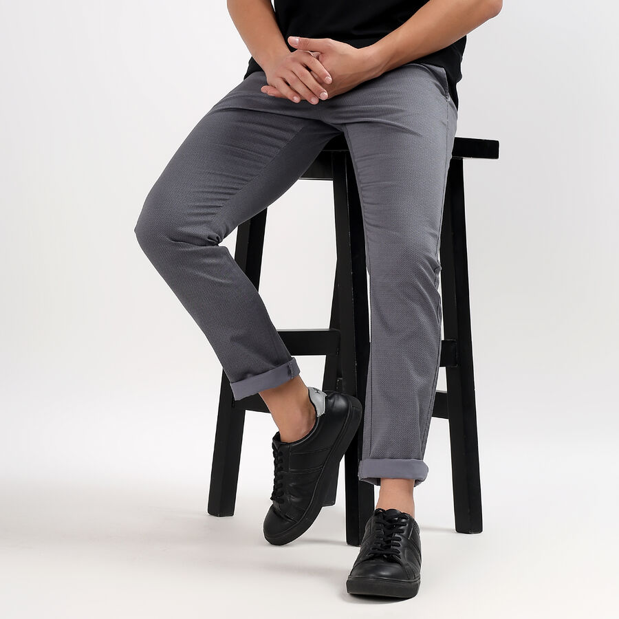 Men's Slim Fit Casual Trousers , हल्का नीला, large image number null