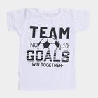 Boys Bright Snow White Round Neck Casual Half Sleeve T-Shirt, सफ़ेद, small image number null