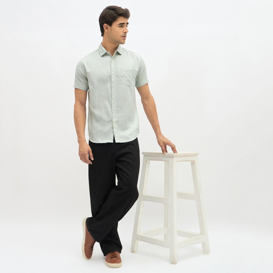 Men's Light Sage Green Slim Fit Classic Casual Shirt, Light Green, large image number null