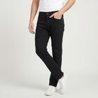 Men's Dark Grey Slim Fit Solid Jeans, गहरा ग्रे, small