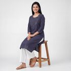 Women's Navy Blue Kurta, नेवी ब्लू, small