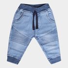 Infants Heavy Wash with Embroidery Rib Waist W Suspende Jogger Fit Jeans, Mid Blue, small image number null