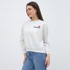 Women's Light Grey Crew Neck Casual Sweatshirt, Melange Light Grey, small image number null