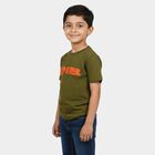 Boys Olive Green Round Neck Regular Boys T-Shirt, ओलिव, small
