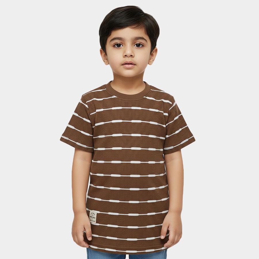 Boys' Half Sleeves T-Shirt, Brown, large