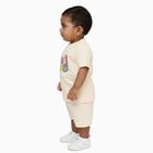 Infants' Beige Cotton Round Neck Graphic Baba Suit, Beige, small