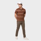 Men's Brown Polo Neck Solid Polo T-Shirt, भूरा, small