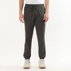 Men's Slim Fit Casual Trousers, गहरा हरा, small