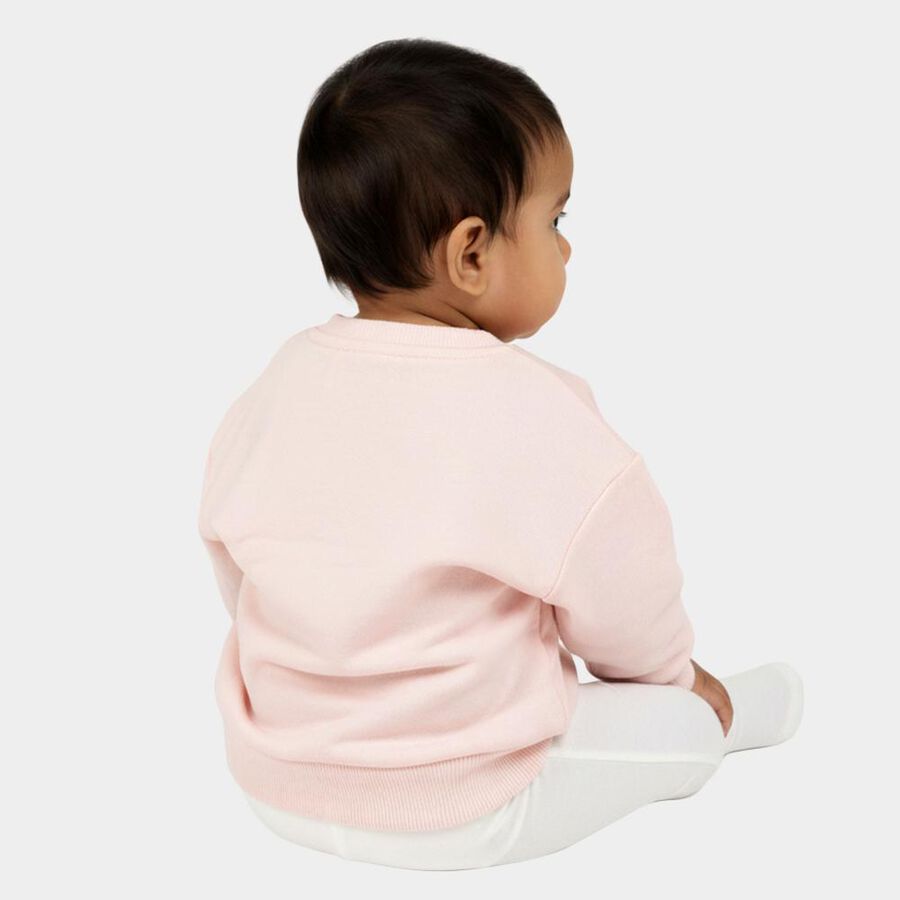 Infants Light Pink Cotton Crew Neck Casual Sweatshirt, हल्का गुलाबी, large image number null