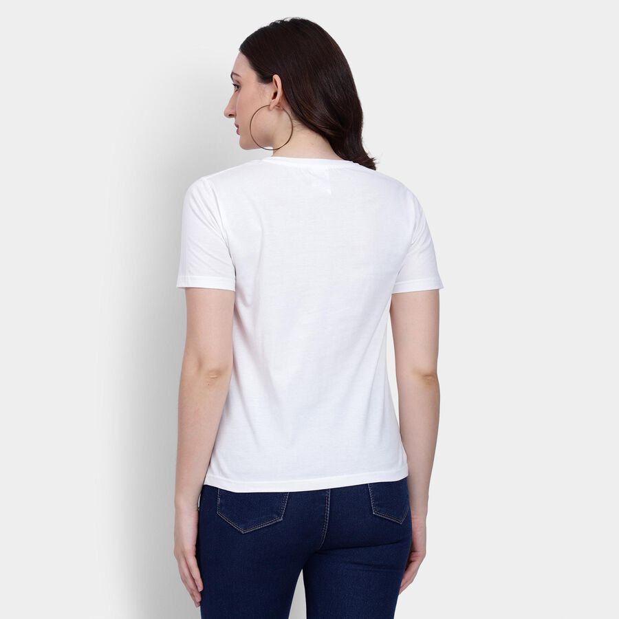 Ladies' 100% Cotton Round Neck T-Shirt , Off White, large image number null