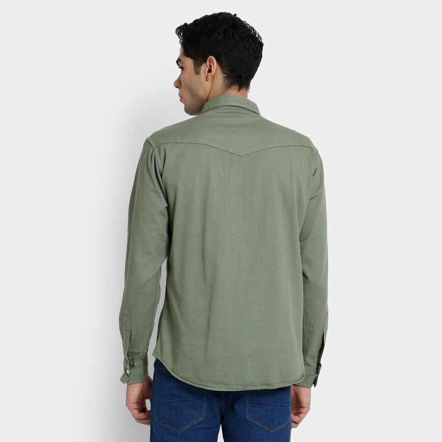 Men's 100% Cotton Casual Shirt, Olive, large image number null