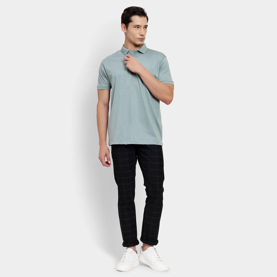 Men's Slim Fit Casual Trousers, काला, large image number null