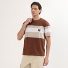 Men's Rich Chocolate Brown Round Neck Casual T-Shirt, Brown, small