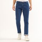 Men's Deep Indigo Blue Skinny Fit Jeans, मध्यम नीला, small