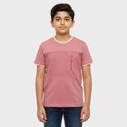 Boys Bright Pink Round Neck Casual T-Shirt, Pink, small