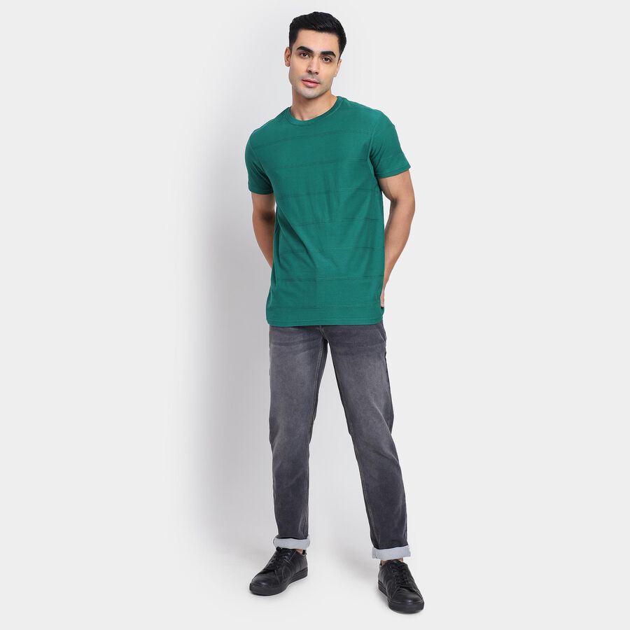 Men's 100% Cotton Round Neck Half Sleeves T-Shirt , Dark Green, large image number null